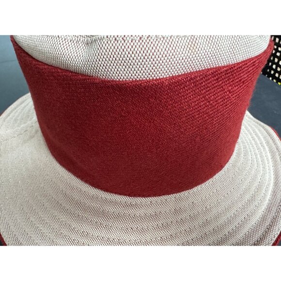 Chapeaux Motsch for Hermés Beige Burgundy Canvas Bucket Hat 56 - Picture 11 of 11